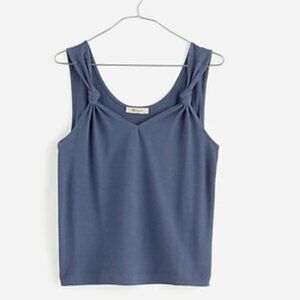 Madewell Women's Knotted Strap Tank in sunfaded indigo